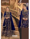 Royal Blue Soft Net Embroidered Anarkali Suit