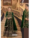 Dark Green Soft Net Embroidered Anarkali Suit