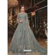 Grey Soft Net Partywear Anarkali Suit