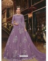 Lavender Soft Net Partywear Anarkali Suit