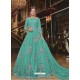 Aqua Blue Soft Net Partywear Anarkali Suit