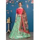 Mint And Crimson Art Silk Digital Printed Lehenga Choli