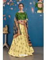 Lemon And Green Art Silk Digital Printed Lehenga Choli