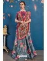 Grey And Multi Colour Art Silk Digital Printed Lehenga Choli