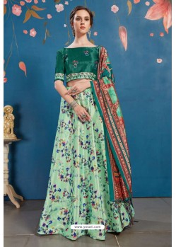 Sea Green Art Silk Digital Printed Lehenga Choli