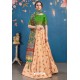 Light Orange And Green Art Silk Digital Printed Lehenga Choli