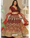 Maroon Velvet Stone Worked Lehenga Choli