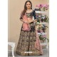 Navy Blue Velvet Stone Worked Lehenga Choli