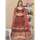 Stunning Maroon Velvet Stone Worked Lehenga Choli