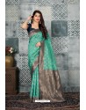 Aqua Mint Banarasi Silk Designer Weaving Worked Saree