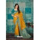 Yellow Banarasi Silk Designer Weaving Worked Saree