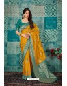 Yellow Banarasi Silk Designer Weaving Worked Saree