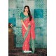 Dark Peach Banarasi Silk Designer Weaving Worked Saree