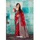 Red Banarasi Silk Designer Weaving Worked Saree