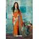 Orange Banarasi Silk Designer Weaving Worked Saree