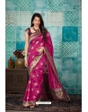 Medium Violet Banarasi Silk Designer Weaving Worked Saree