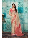 Light Beige Banarasi Silk Designer Weaving Worked Saree