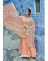 Light Orange Pure Maslin Lakhnavi Work Anarkali Suit