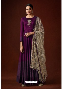 Purple Silky Georgette Designer Anarkali Suit