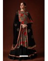 Camel And Black Top Silk Crepe Designer Anarkali Suit
