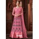 Hot Pink Heavy Net Designer Anarkali Suit