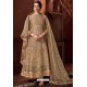 Golden Heavy Net Designer Anarkali Suit