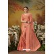 Peach Pure Silk Designer Party Wear Saree