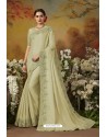 Olive Green Pure Silk Designer Party Wear Saree