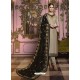 Beige And Black Georgette Satin Embroidered Churidar Suit