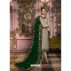 Beige And Green Georgette Satin Embroidered Churidar Suit