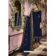 Navy Blue Faux Georgette Designer Straight Suit