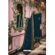 Teal Blue Faux Georgette Designer Straight Suit