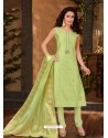 Green Banarasi Chanderi Designer Straight Suit