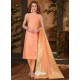 Orange Banarasi Chanderi Designer Straight Suit