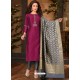 Deep Wine Banarasi Chanderi Designer Straight Suit