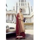 Cream And Wine Pure Satin Georgette Designer Palazzo Suit