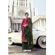 Rose Red And Green Pure Satin Georgette Designer Palazzo Suit
