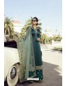 Teal Pure Satin Georgette Designer Palazzo Suit