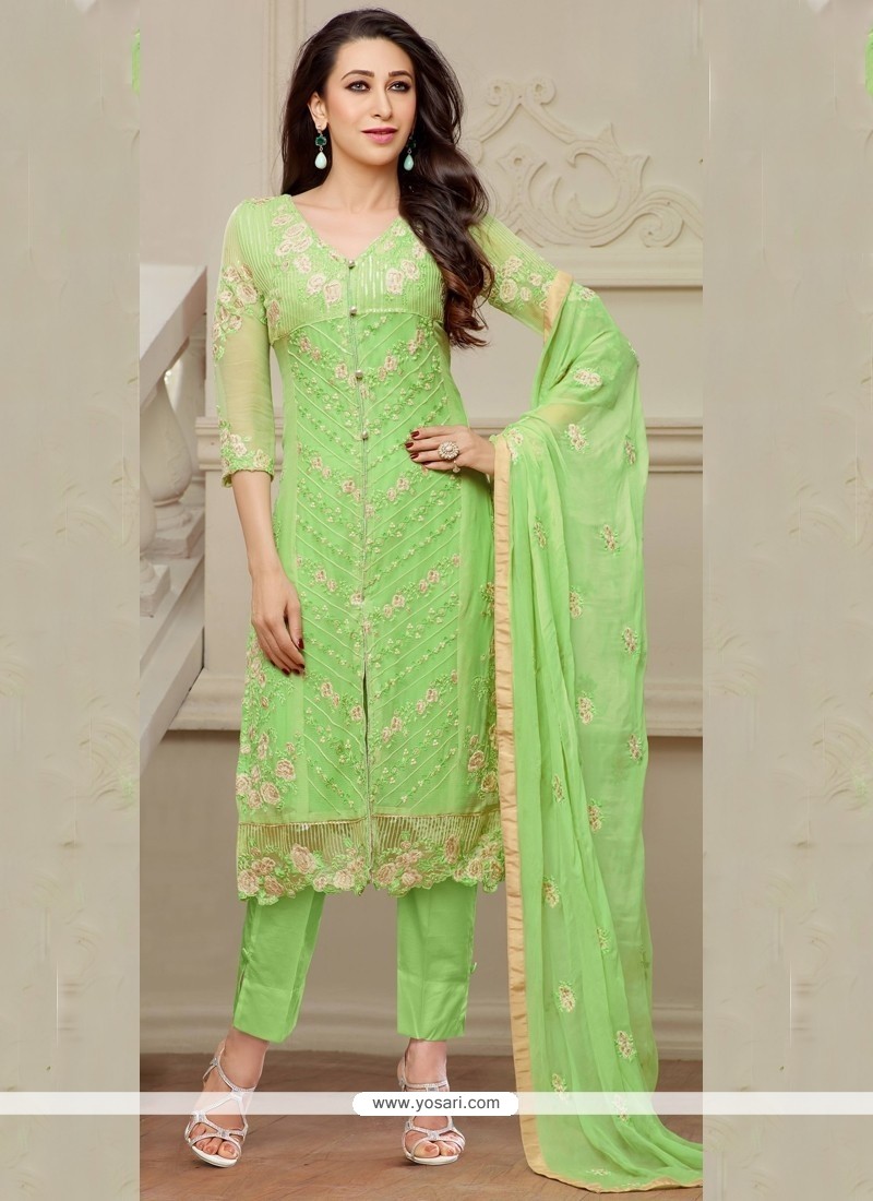 Karishma Kapoor Green Resham Work Designer Salwar Suit