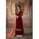 Red Faux Georgette Designer Palazzo Suit