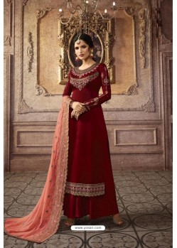 Red Faux Georgette Designer Palazzo Suit
