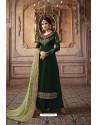 Dark Green Faux Georgette Designer Palazzo Suit