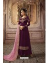 Purple Faux Georgette Designer Palazzo Suit