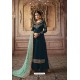 Peacock Blue Faux Georgette Designer Palazzo Suit