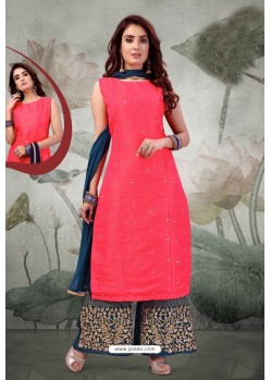 Rani Chanderi Embroidered Designer Suit