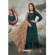 Dark Green Chanderi Embroidered Designer Suit