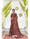 Maroon Soft Digital Silk Printed Party Wear Saree