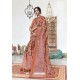 Orange Soft Digital Silk Printed Party Wear Saree