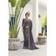 Dull Grey Soft Digital Silk Printed Party Wear Saree