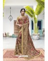 Beige Soft Digital Silk Printed Party Wear Saree